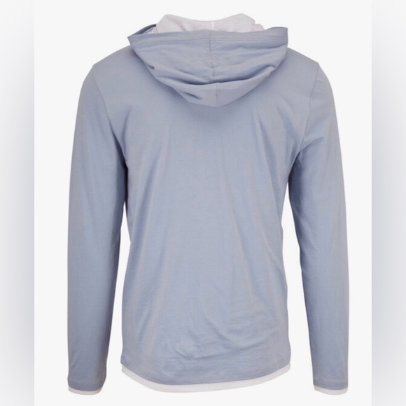 VINCE - Men’s Hoodie (L) - Pima Double Layer Long-Sleeve in Blue & White - Picture 4 of 4